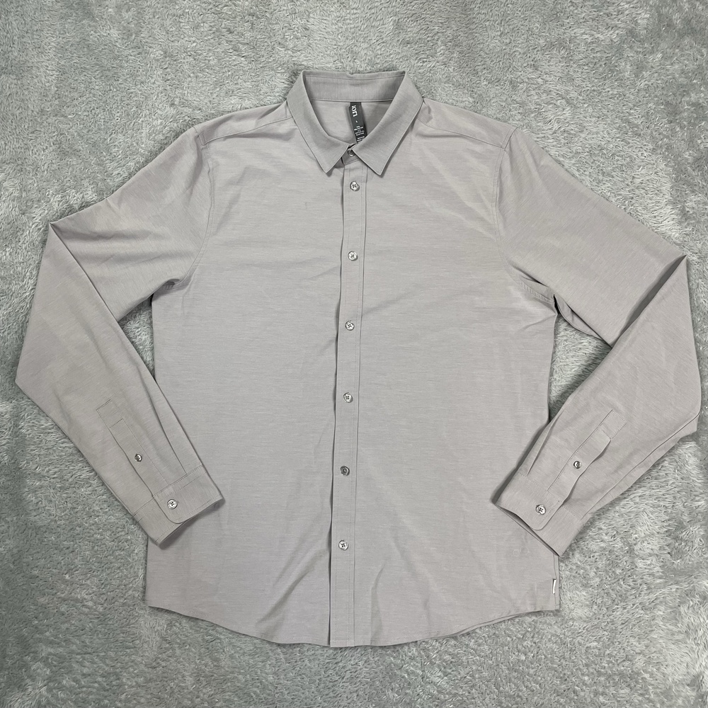Vuori Shirt Mens Large Gray Solid Long Sleeve Button Up Casual Stretch Knit